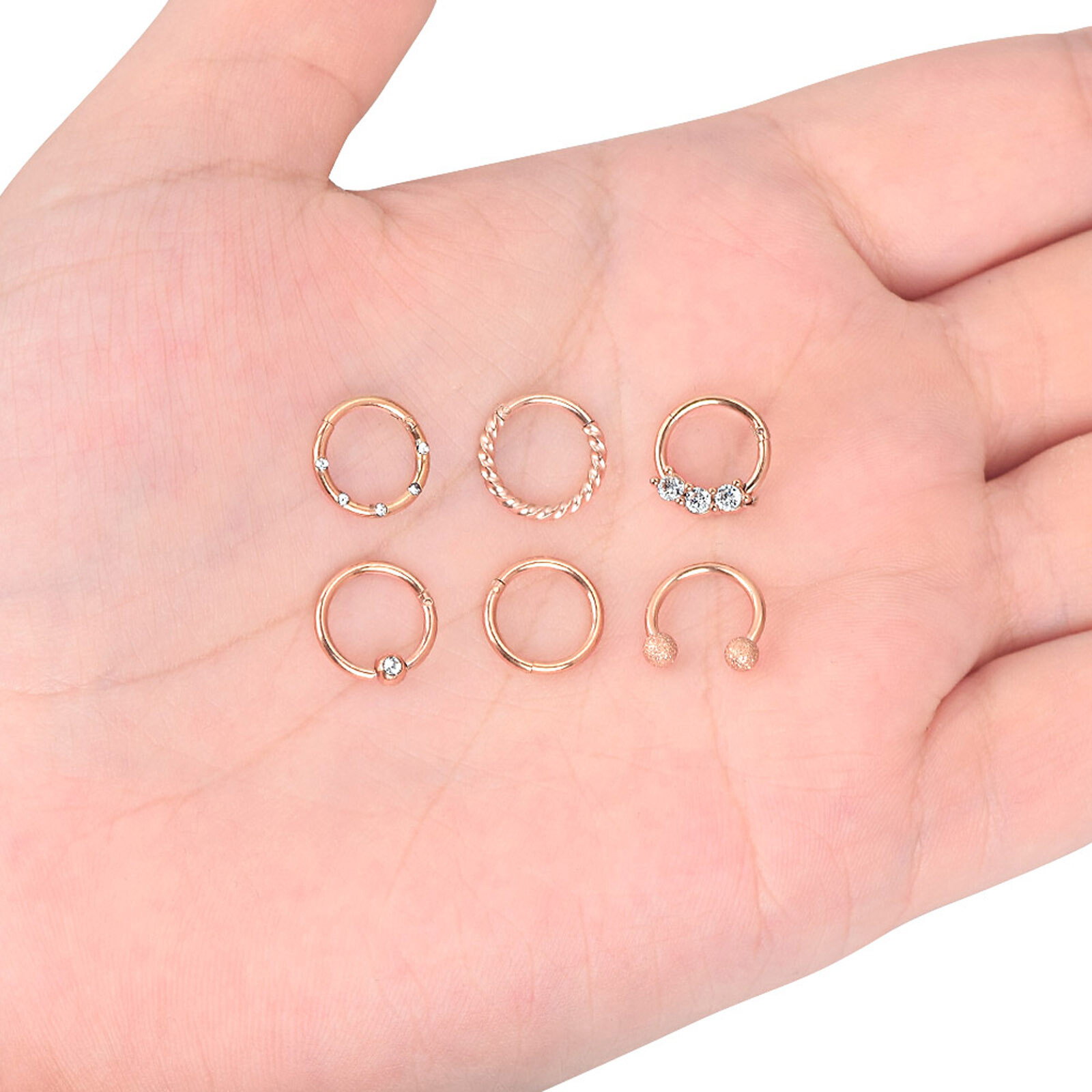 1-12PCS Hinged Septum Clicker Hoop Cartilage Ring Earrings Piercing Jewelry 16G