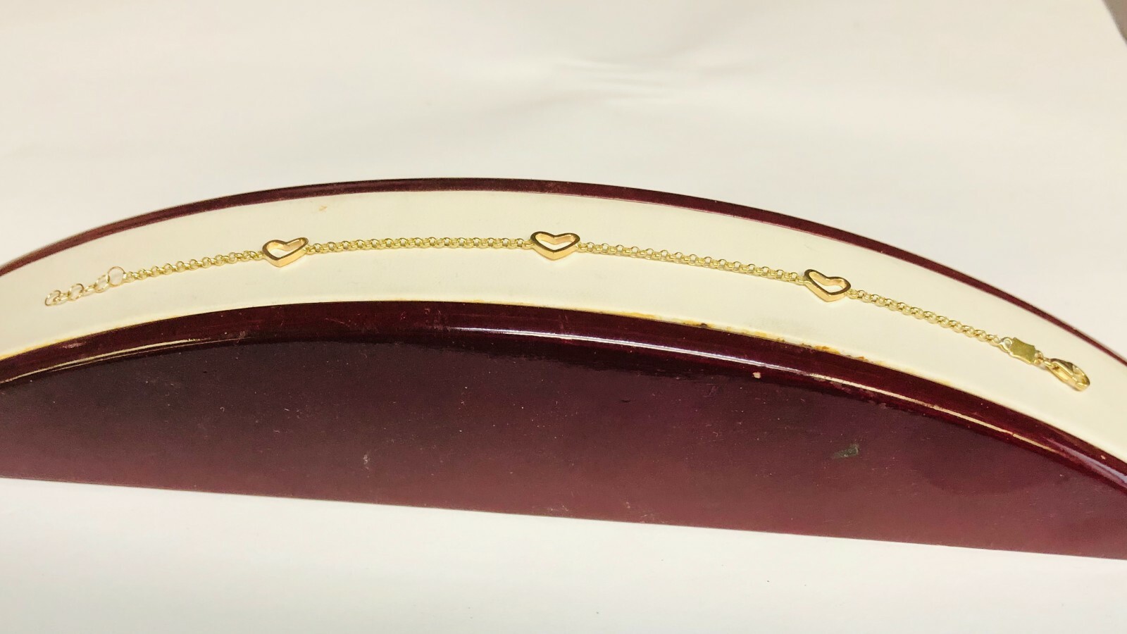 14k Yellow Gold 6″ Child Shiny Fancy Heart Bracelet with Lobster Clasp 1.4Grams