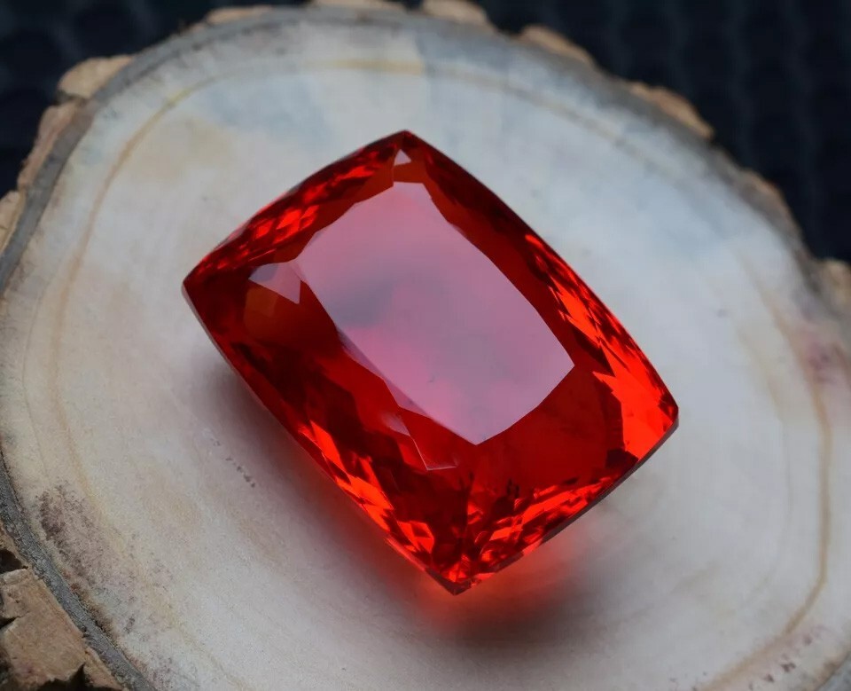 Natural Myanmar (Burma) Certified 136 CT Red Topaz Cushion Cut Loose Gemstone