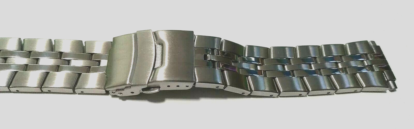 16-22mm Silver Tone Stainless Steel Security Clasp Bracelet Link Watch Band