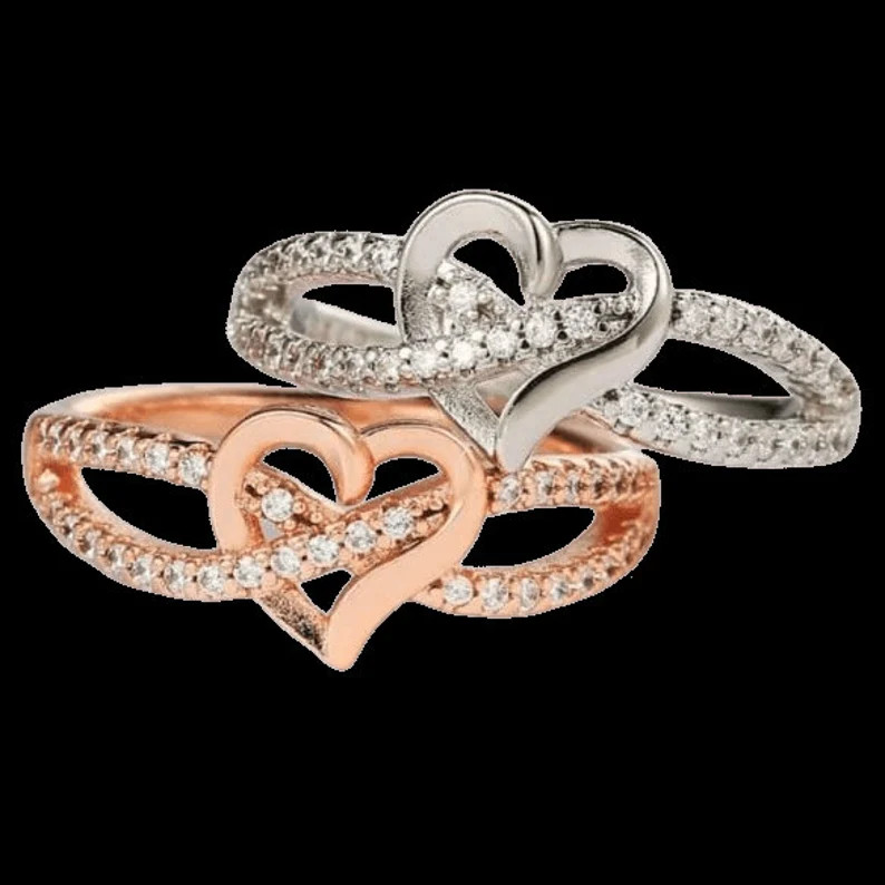 2.27 Ct Round Simulated Diamond 14k Yellow Gold Plated Infinity Heart Band Ring