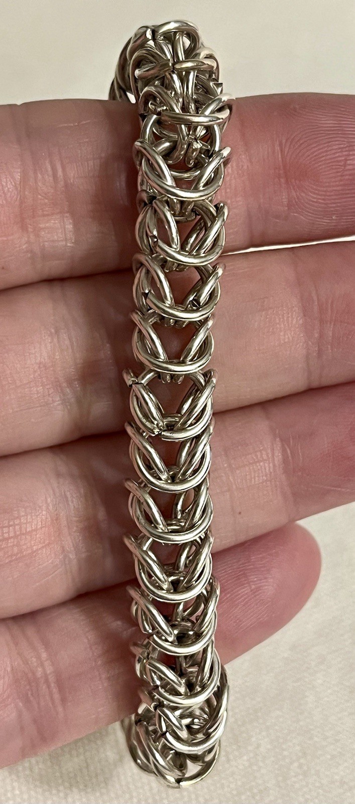 Vintage 925 Sterling Silver Unisex Chainmail Byzantine Bracelet 8.25” Sturdy 40g