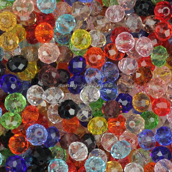3x4mm,4x6mm,6x8mm Mixed Faceted Glass Crystal Rondelle Spacer Loose Beads SL67