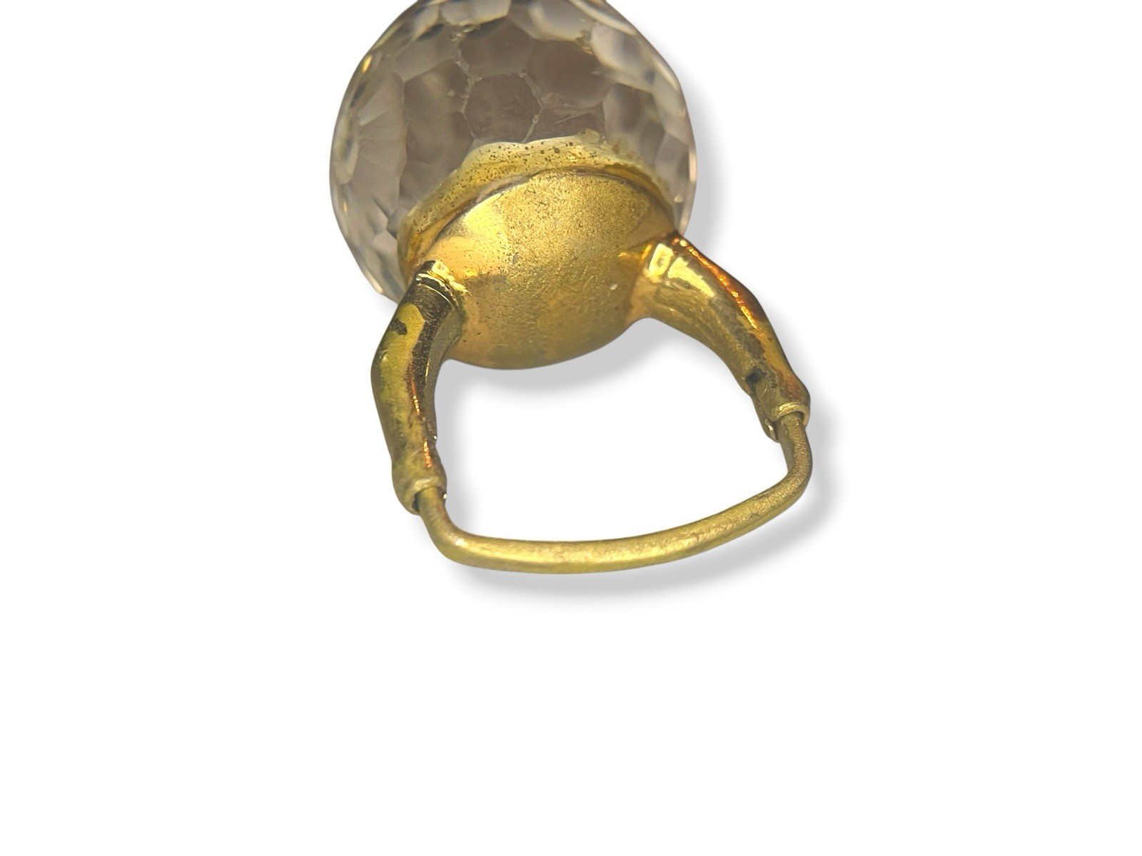 Vintage Vendome Crystal Disco Ball Prism Gold Tone Square Shank Adjustable Ring