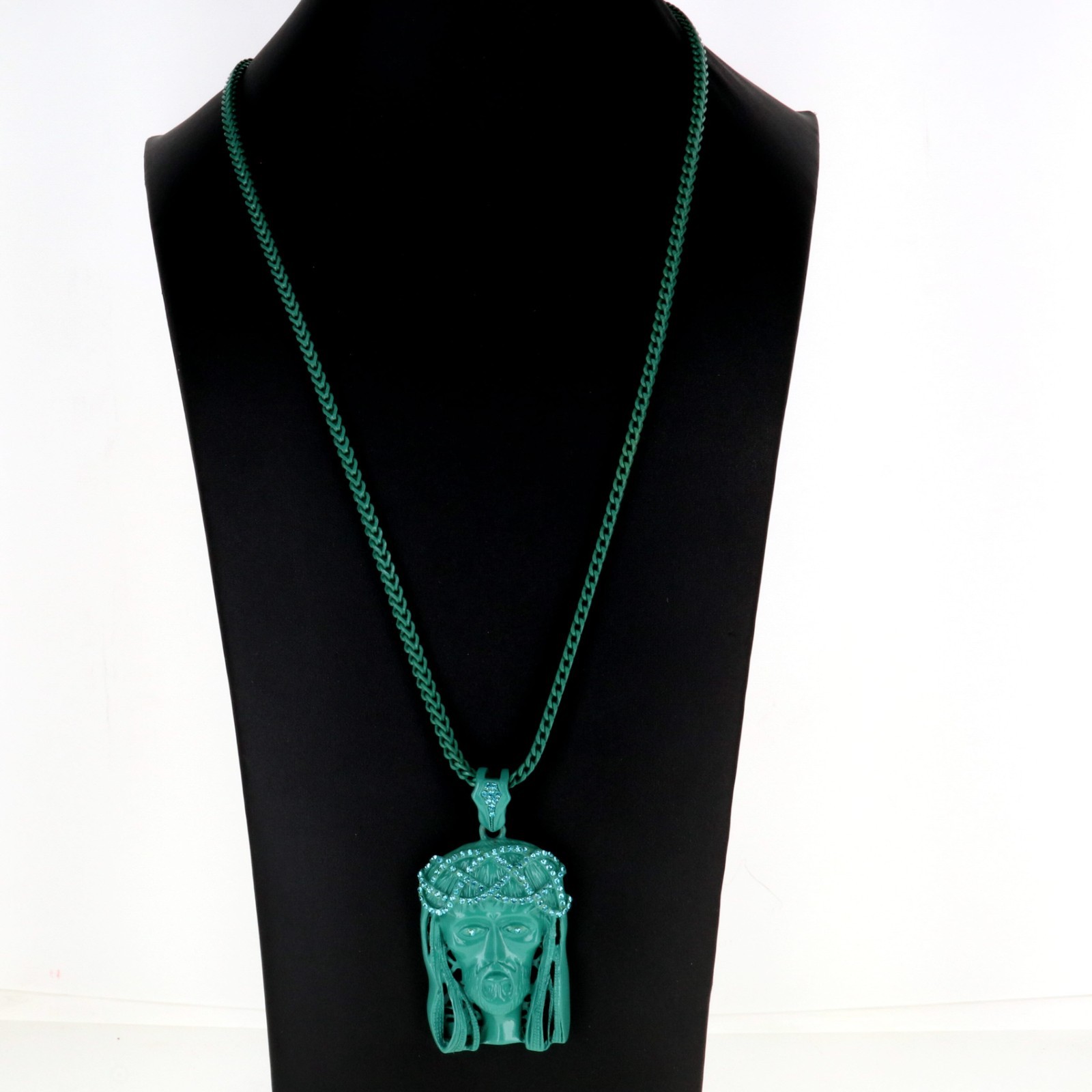 Red Large Jesus Face Pendant With 38″ Franco Chain Hip Hop Necklace New
