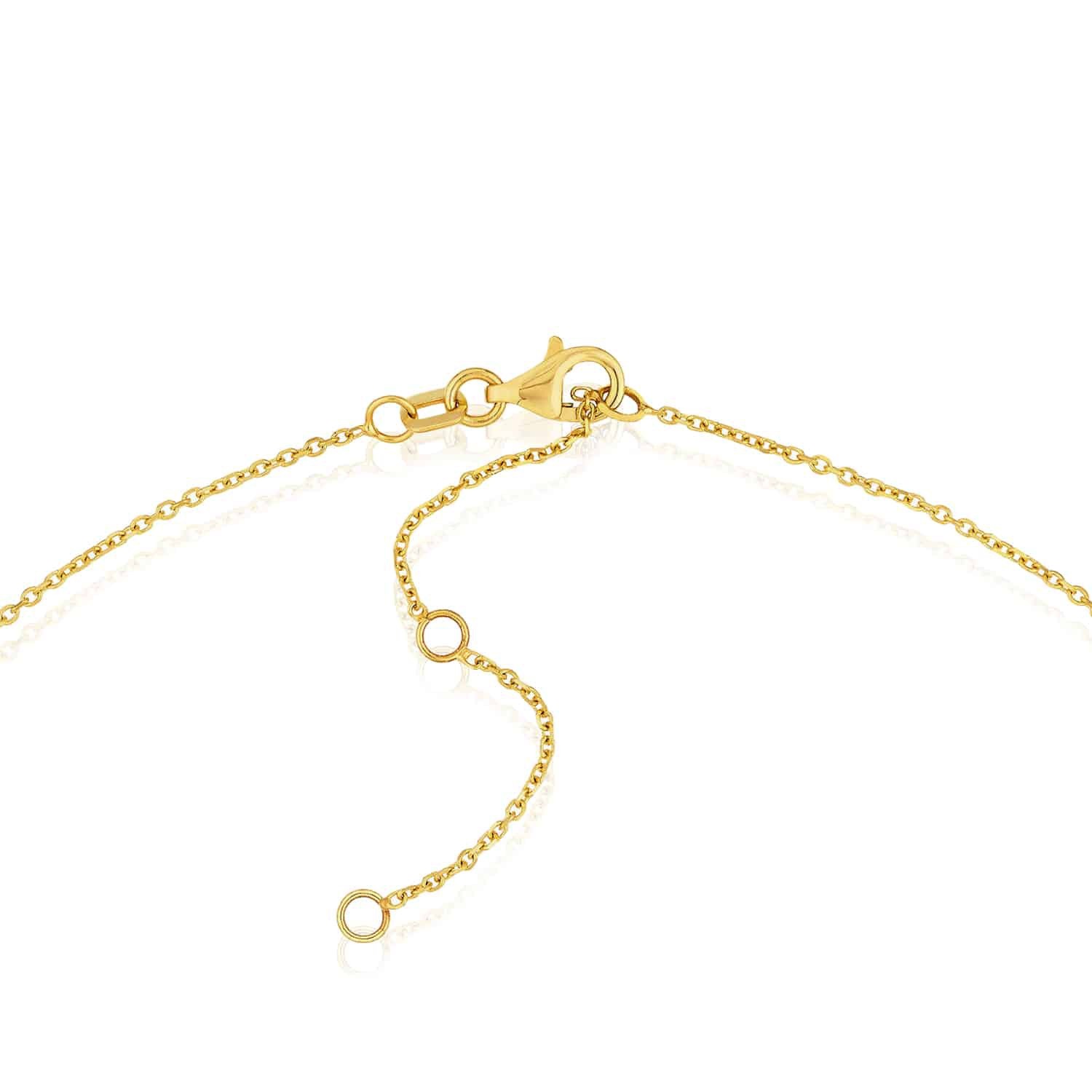 14K Real Gold White Black Turquoise Sideways Cross Pendant Necklace 16-18″ Adj