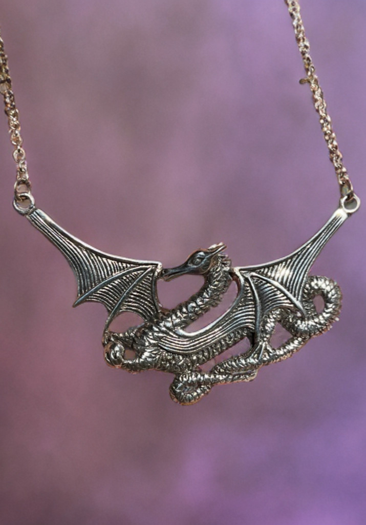 Huge Sterling Silver Dragon Necklace Peter Stone