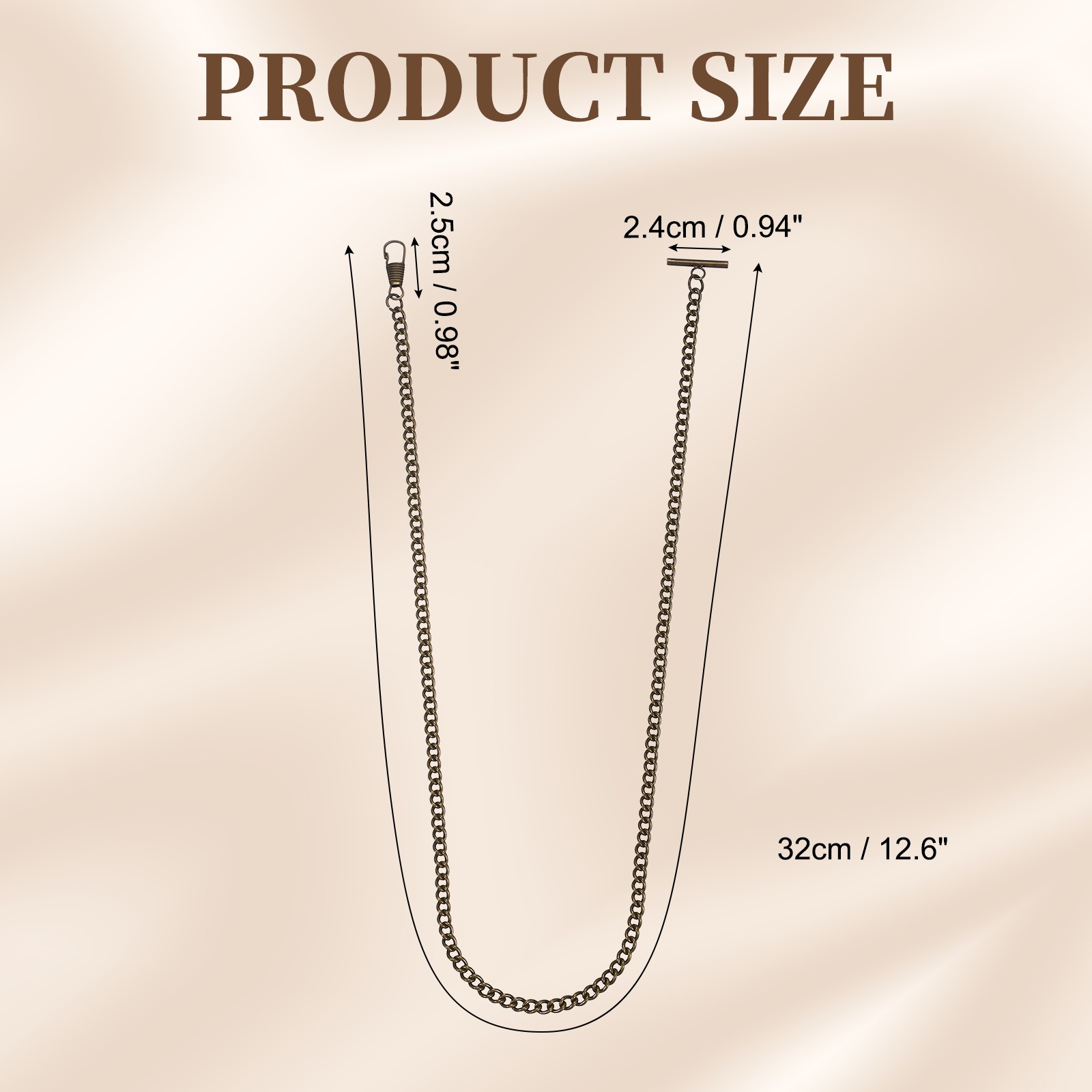 Pocket Watch Chains 12.6″ (32cm) Mental Chains with Side Buckle Clasp, Bronze