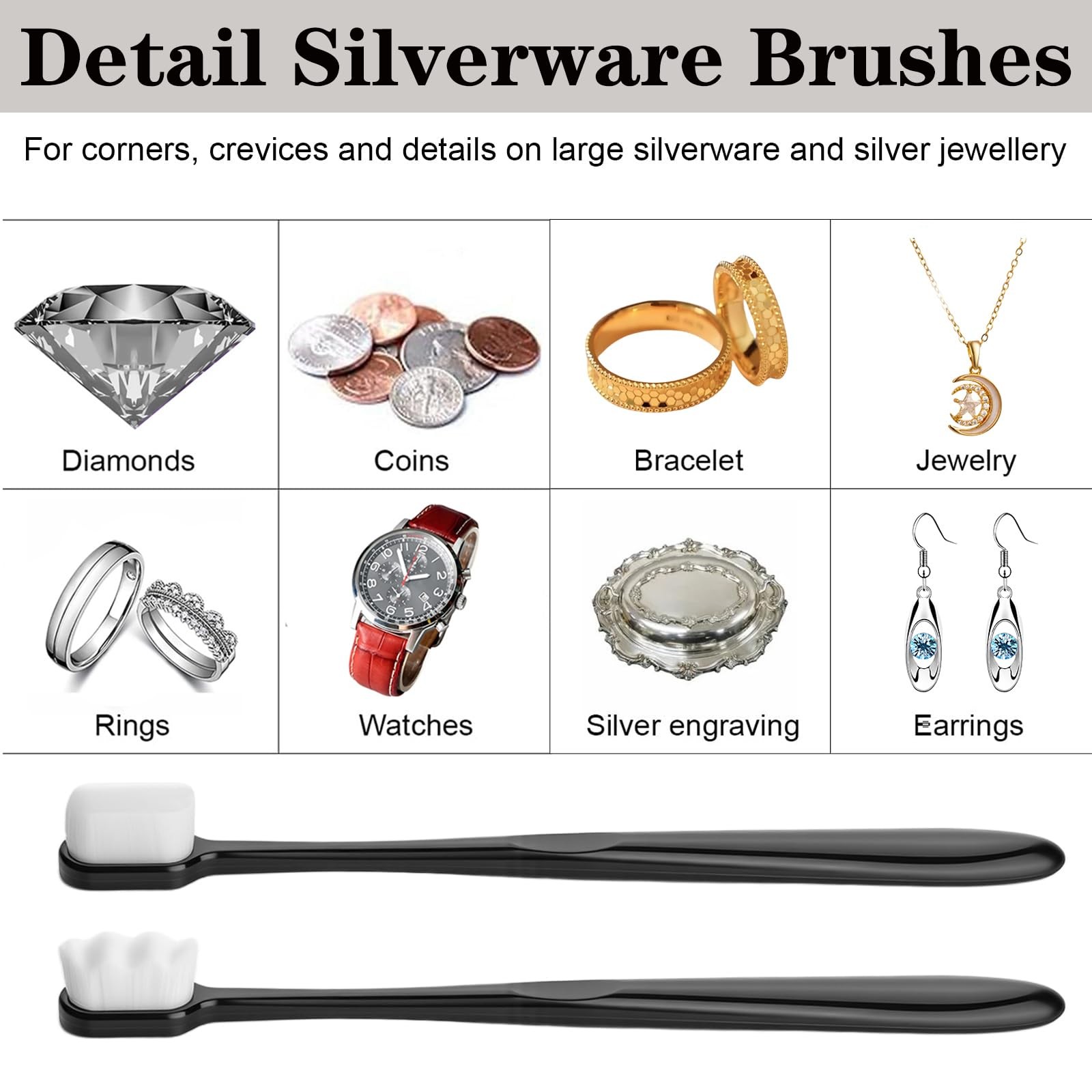 6pcs Silver Jewellery Cleaner Kit,Silver Polishing Cloth Large, black
