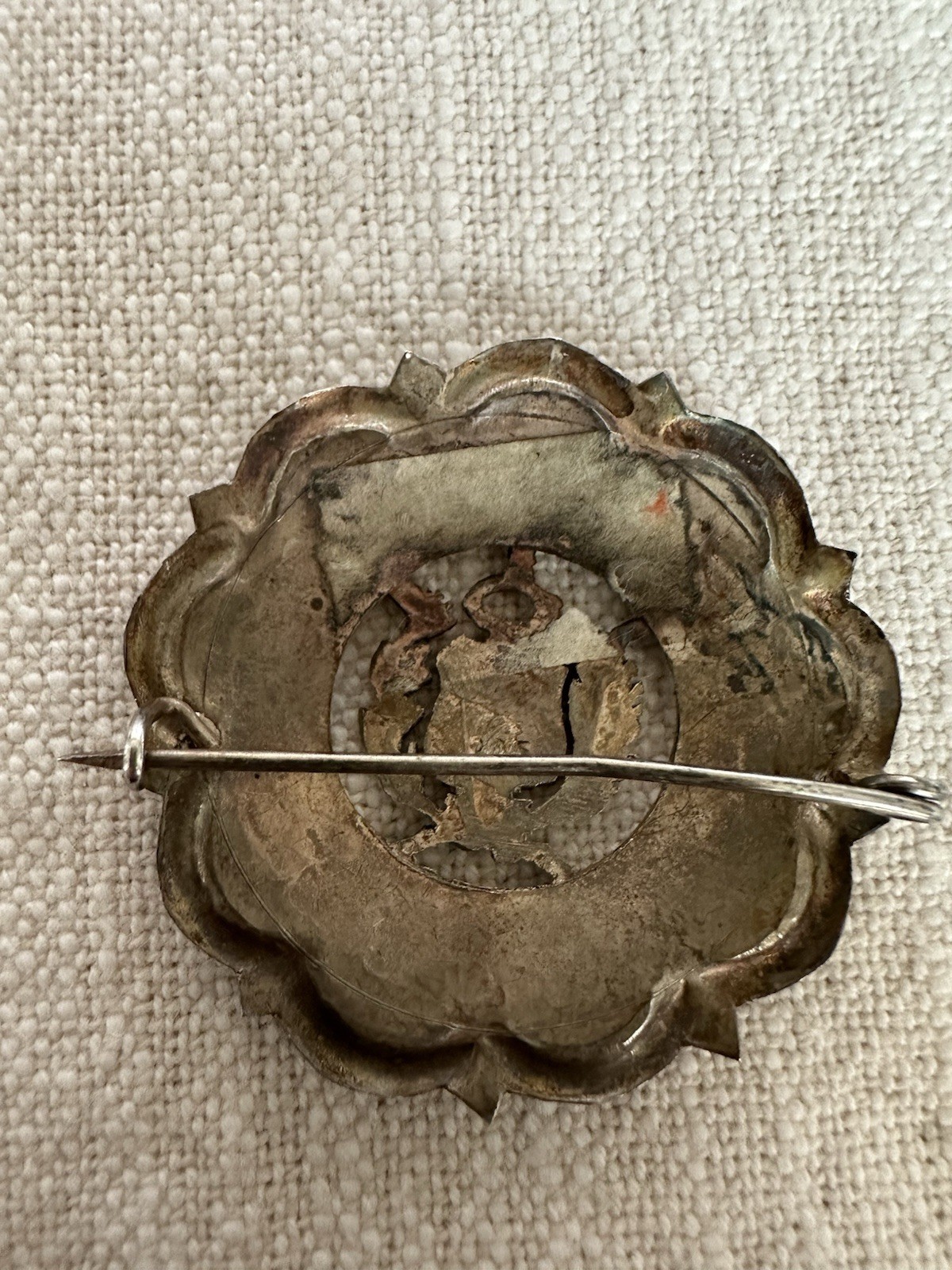 Vintage Peruvian Silver Brooch Coat Of Arms Of Peru