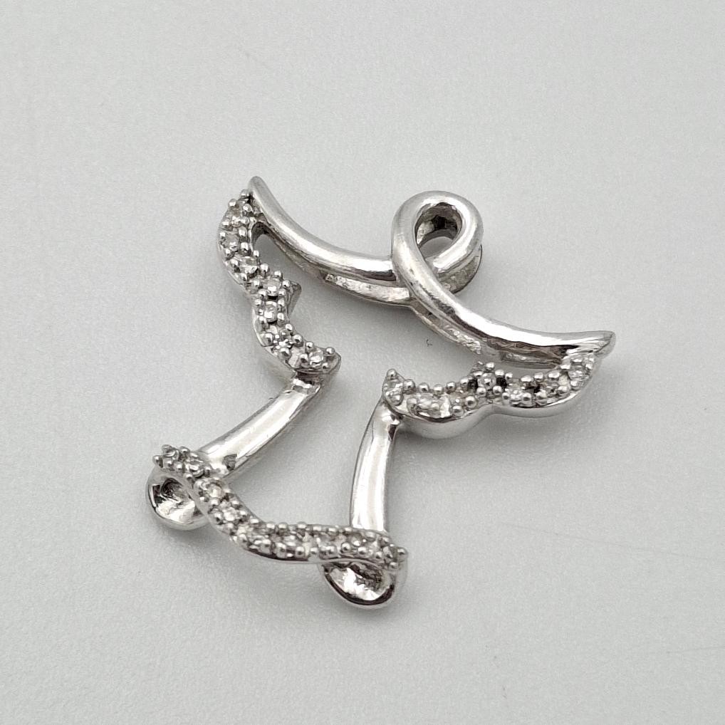 925 Sterling Silver Round Diamond Accent Angel Outline Silhouette Slide Pendant