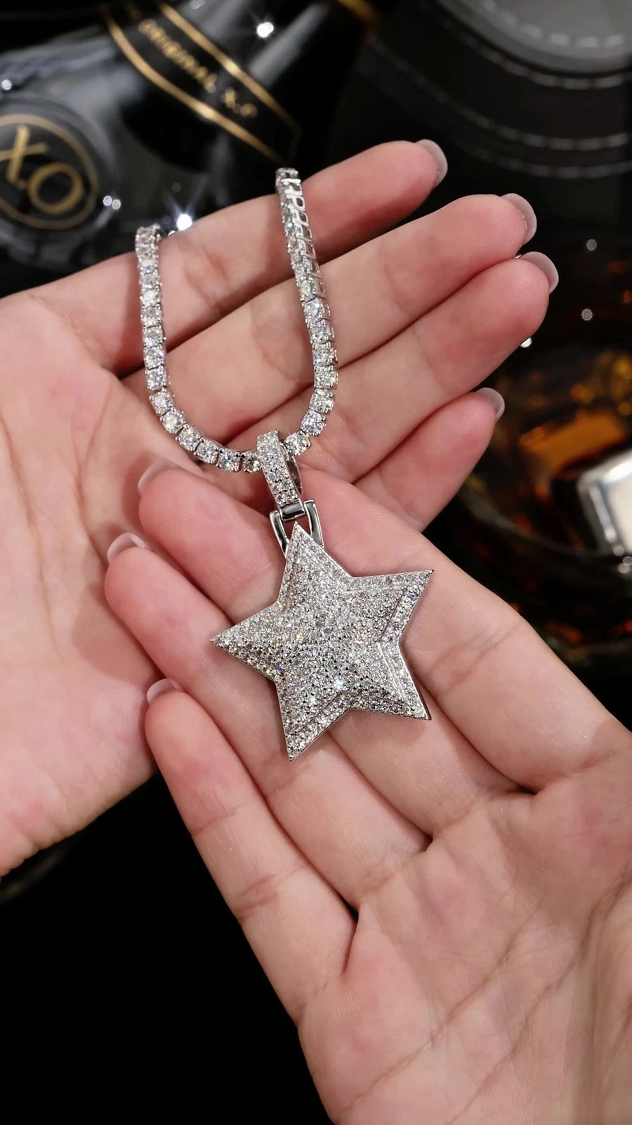 3.72 TCW MOISSANITE Star Pendant Mens Gift 925 Sterling Silver