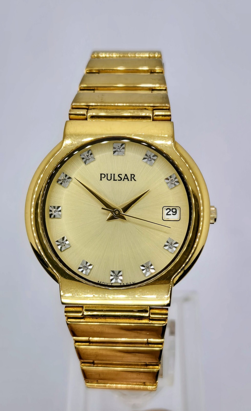 Women’s Pulsar All Stainless Steel Champagne Dial Gold Tone Date Quartz Watch