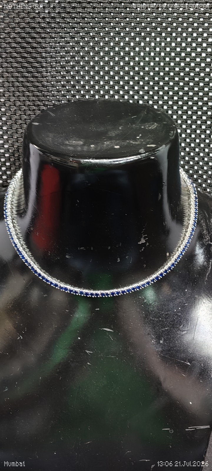 25Ct Blue Round Cut Lab-Created Diamond Tennis Necklace 14K White Gold Plated