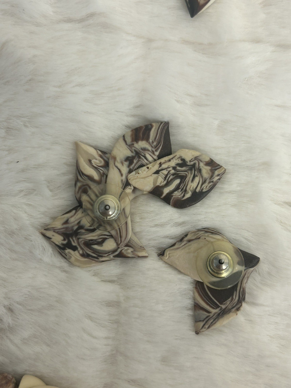 HANDMADE ARTISAN POLYMER CLAY ORCHID NECKLACE & EARRINGS FAUX JASPER OOAK SET
