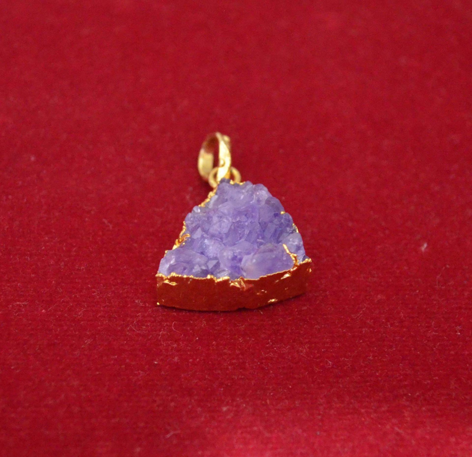 39Ct. Amethyst Druzy Electroformed Gold Plated Pendant Jewelry-A691