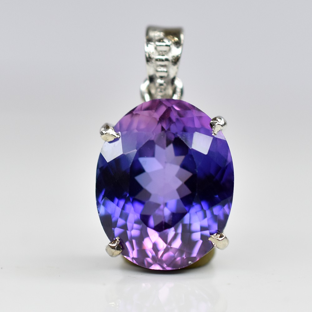 Purple Tanzanite Natural Oval Pendant 925 Sterling Silver 28 Ct Gems CERTIFIED