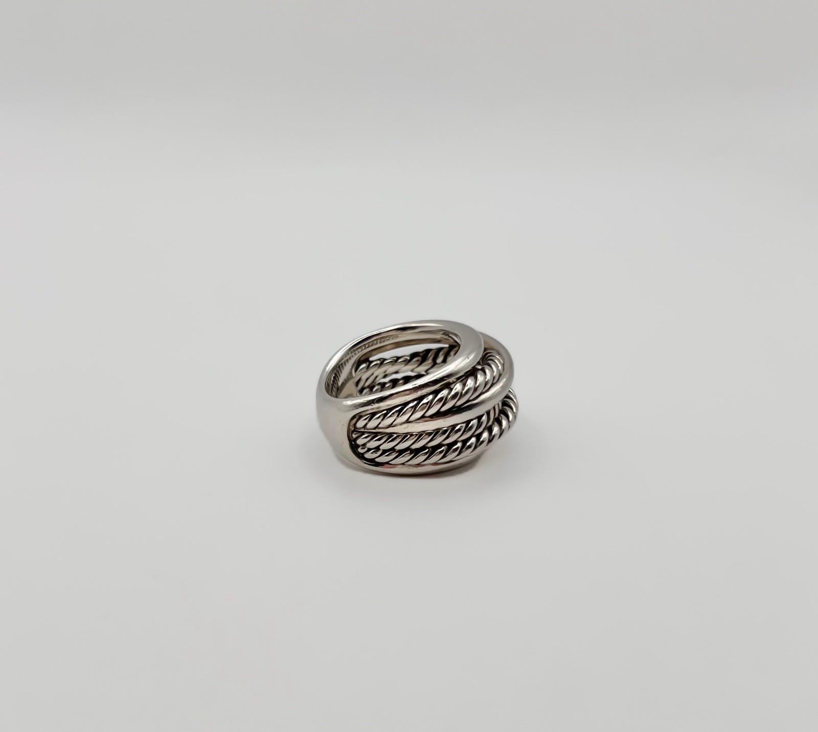 David Yurman Sterling Silver 14.7mm Crossover Ring- Size