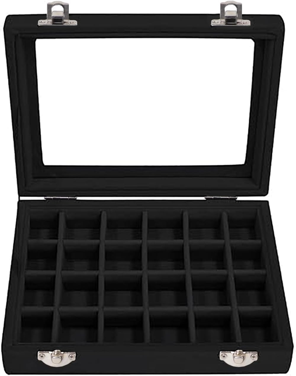 Velvet Jewelry Box 24 Grid Jewelry Earrings Display Organiser Box Ring Tray Hold
