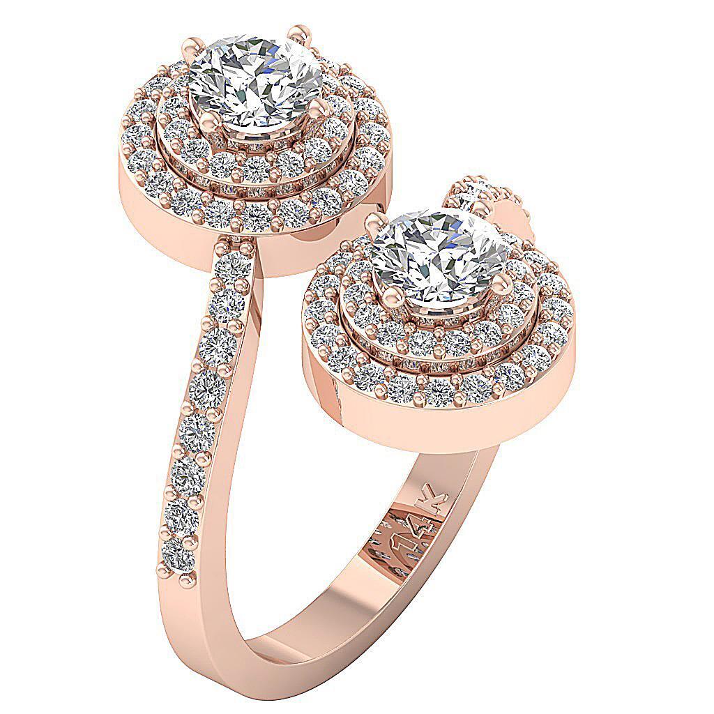 I1 G 1.85 Carat Natural Diamond Forever Us 2 Stone Halo Solitaire Ring 14K Gold
