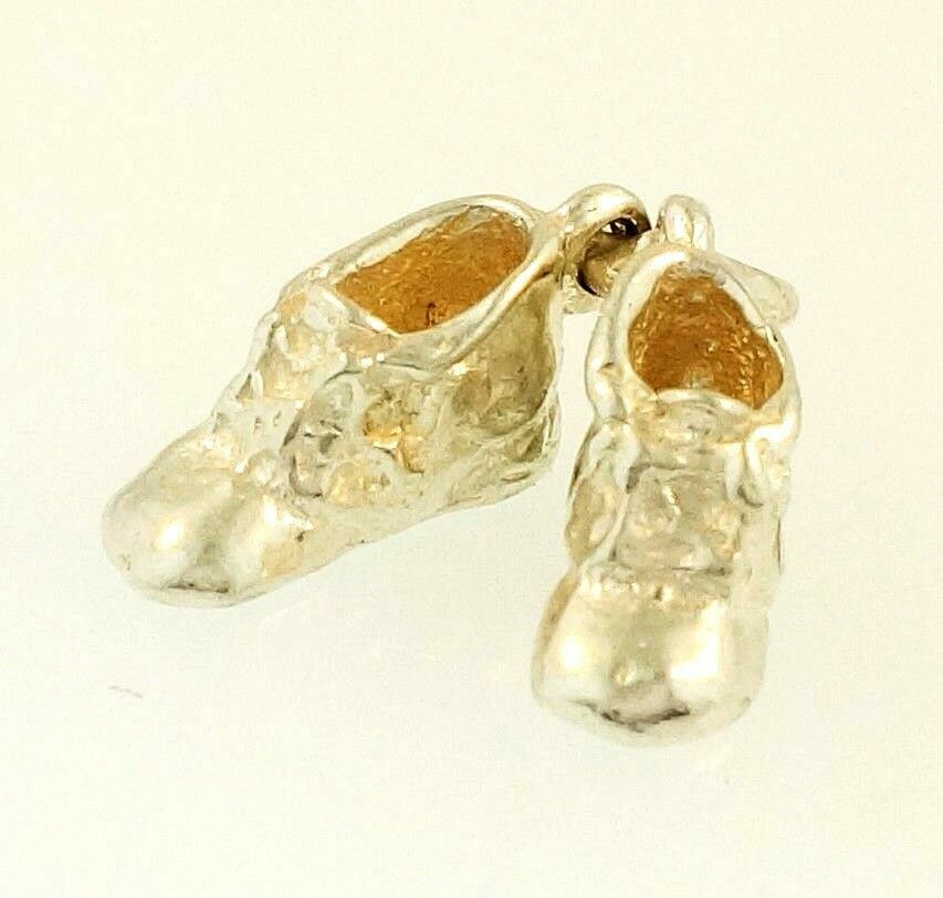 Sterling Silver Baby Boots Charm (4x10mm)