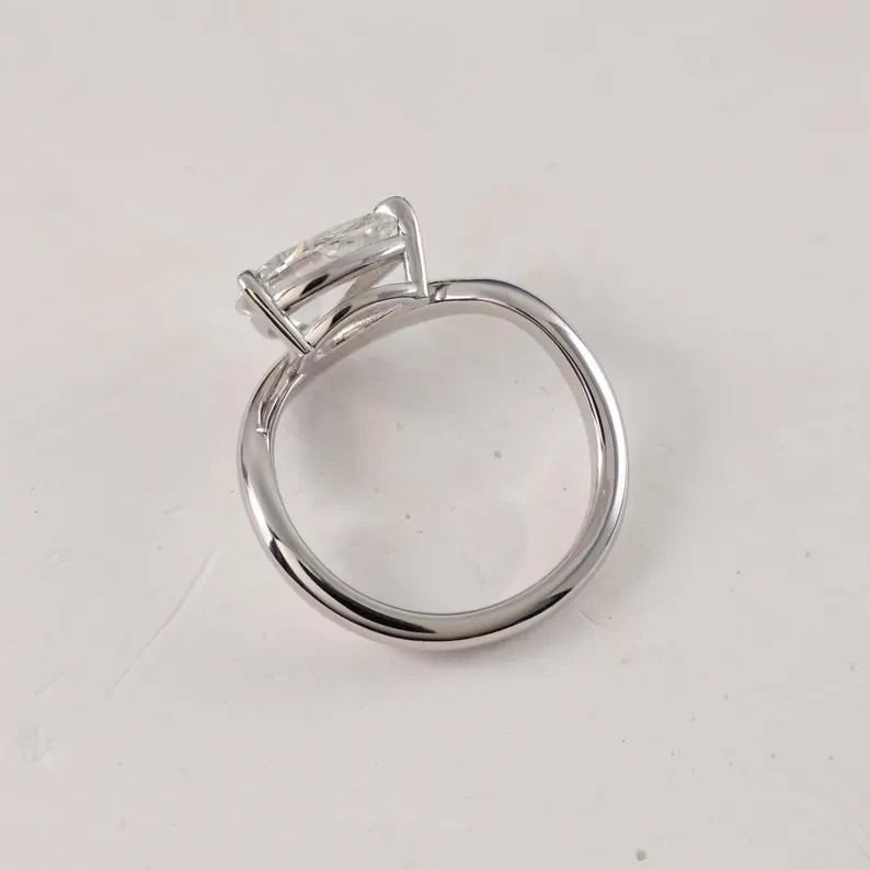 14K White Gold Pear Cut Lab Grown Diamond Solitaire Style Engagement Gift Ring