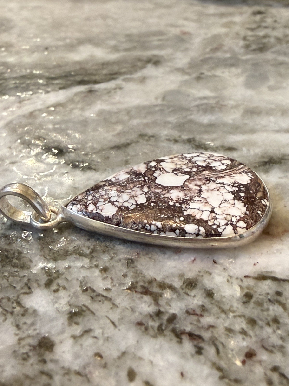 Southwest Sterling Silver WILD HORSE JASPER Turquoise Teardrop Pendant