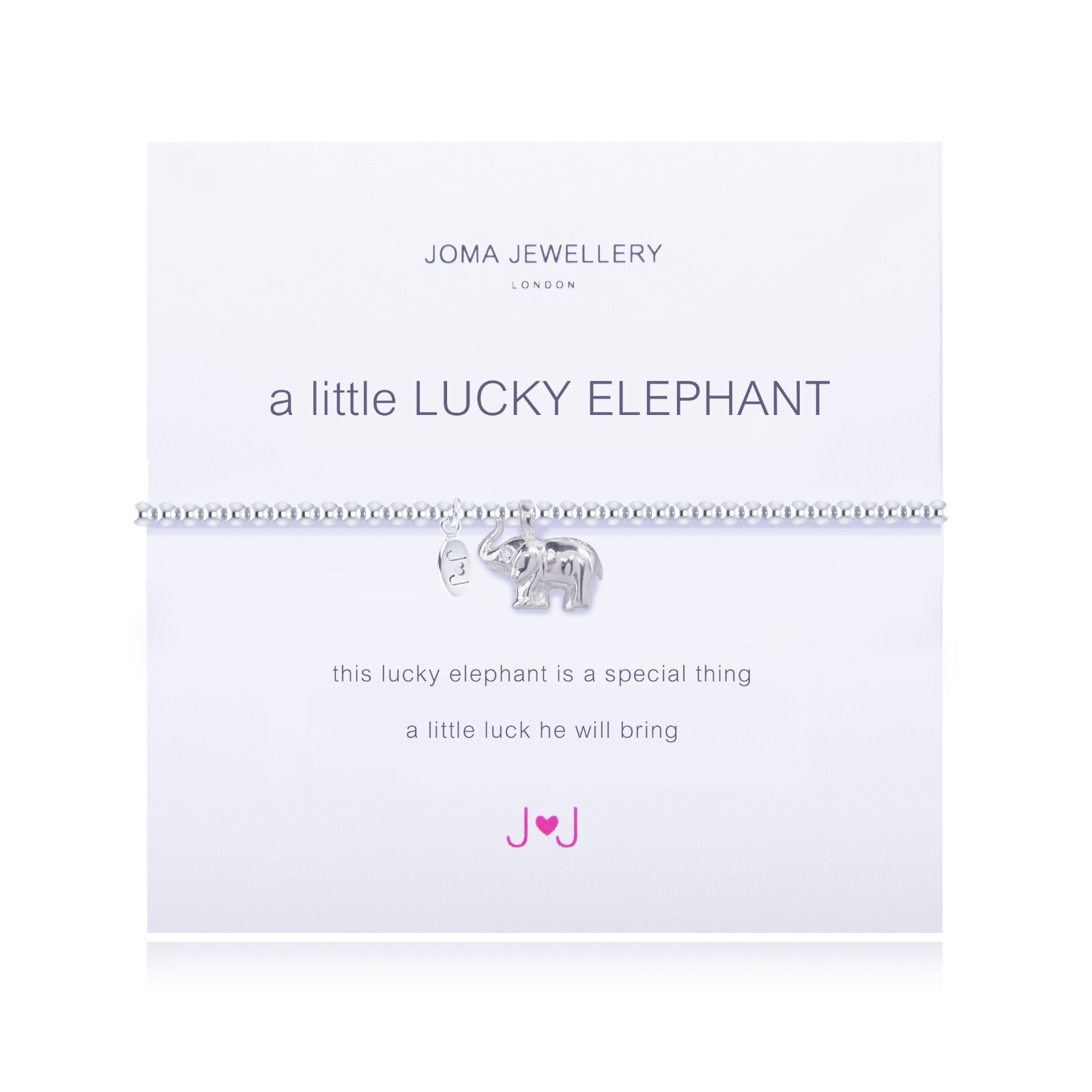 Joma Jewellery Silver Plated Beaded Bracelet A Little LUCKY ELEPHANT + GIFT BAG