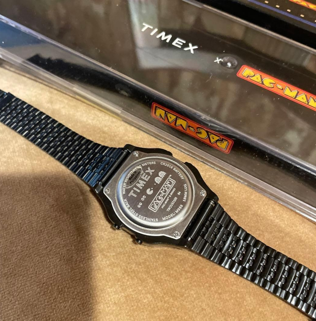 Timex T80 Pac-Man 40th Anniversary Black Digital Watch Retro Limited Used Japan