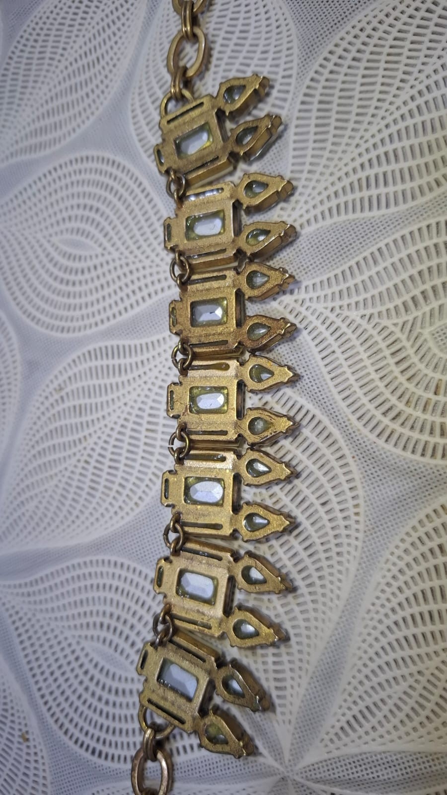 J. Crew Necklace, Faux Crystal and White Acrylic, Gold Tone Chain