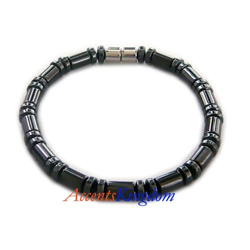 Accents Kingdom Men’s Stylish Magnetic Hematite Cylindrical Bead Bracelet