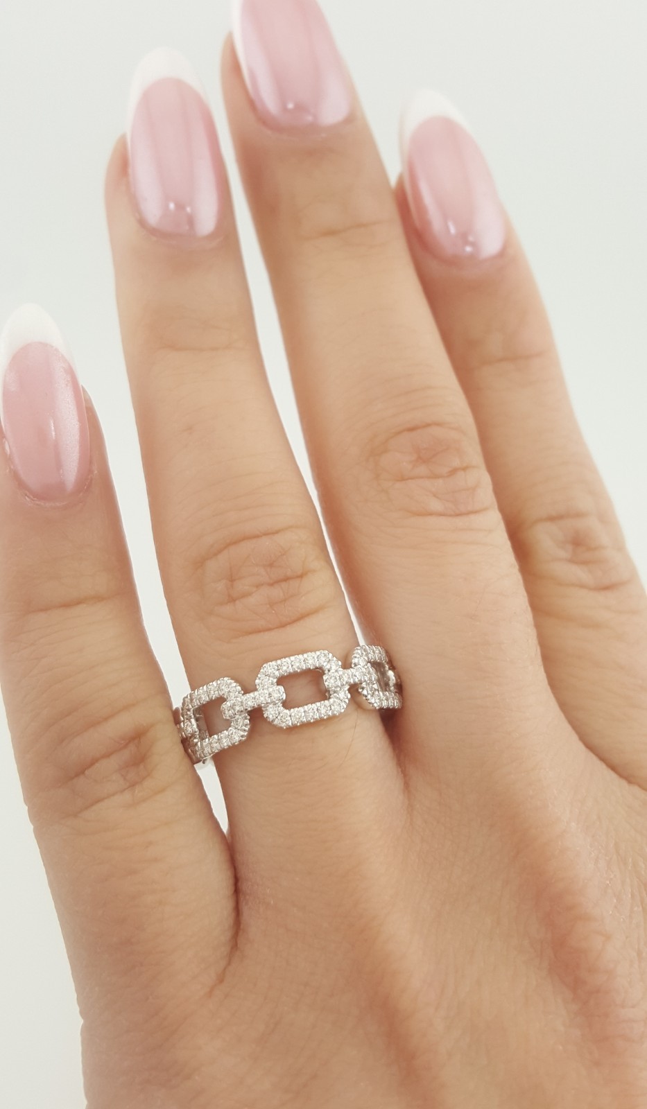Gabriel & Co. Round Pave Diamond Link Band Ring 0.35 ct 14k Rtl $1,975