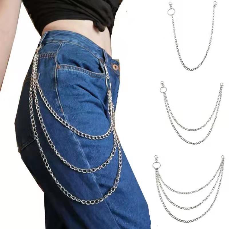 Silver Layered Trouser Chains Vintage Punk Hip Hop Waist Chain Street Accessory