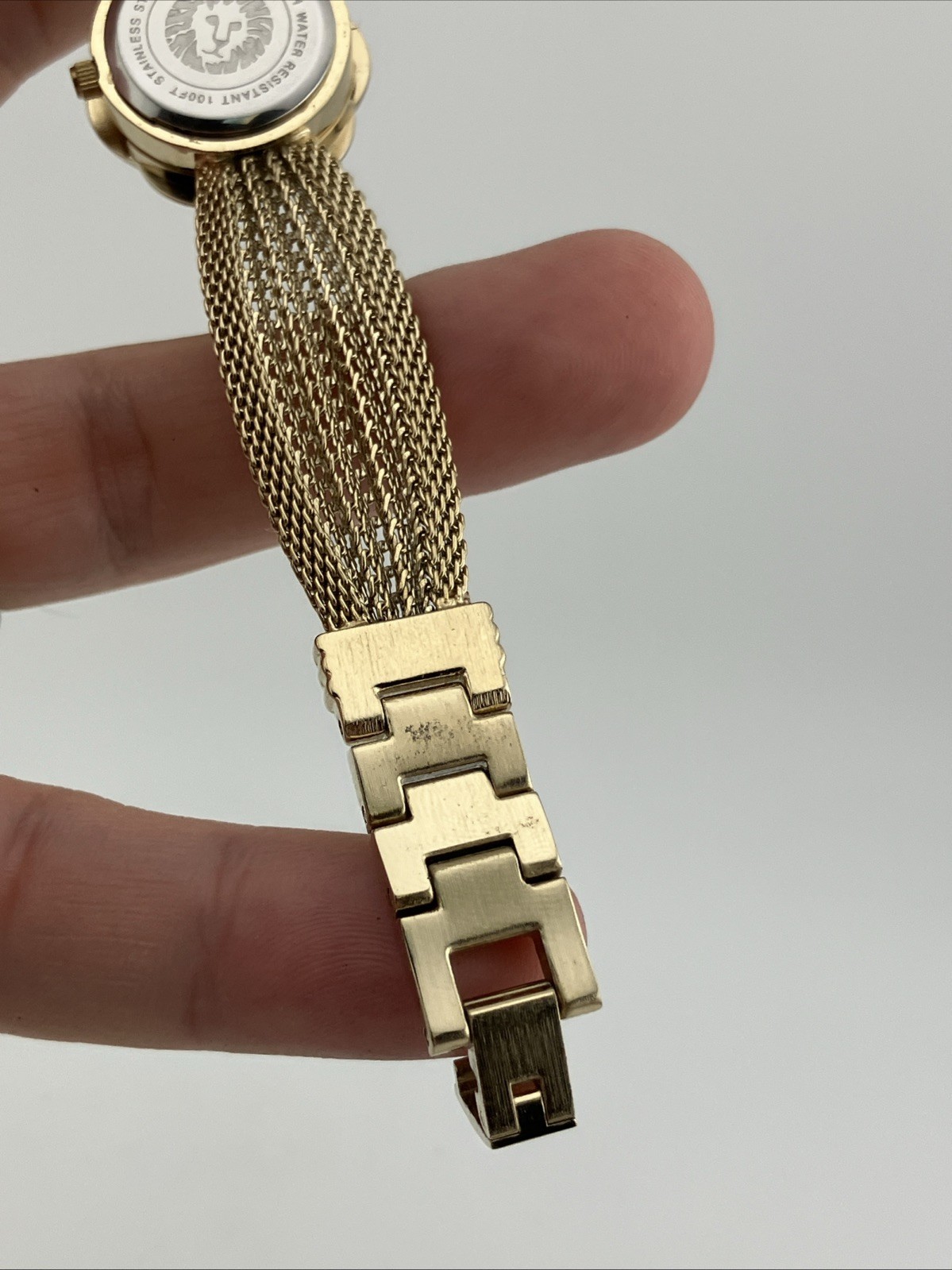 Anne klein Ladies 23mm Watch Hidden Dial Gold Tone Rope Band 6.25″ Ak1046 -RUNS