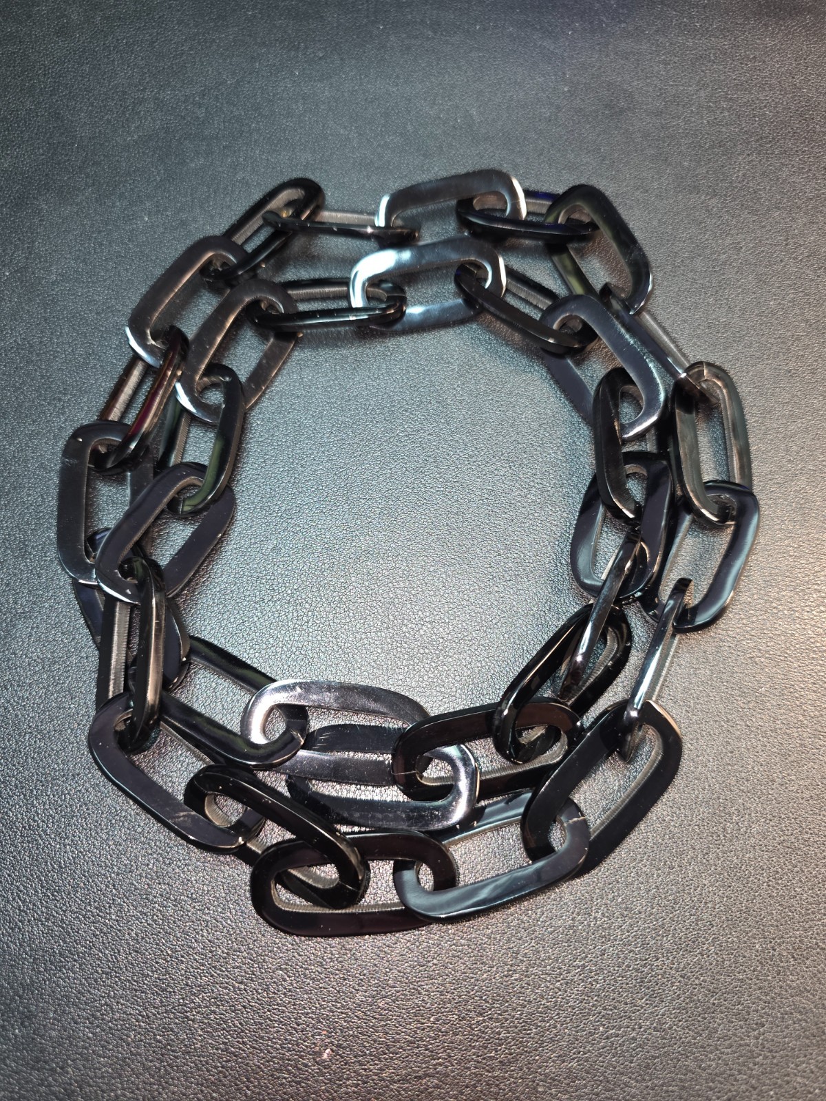 NEST Natural Buffalo Rectangle Black Horn Chain Link Necklace 19 inch