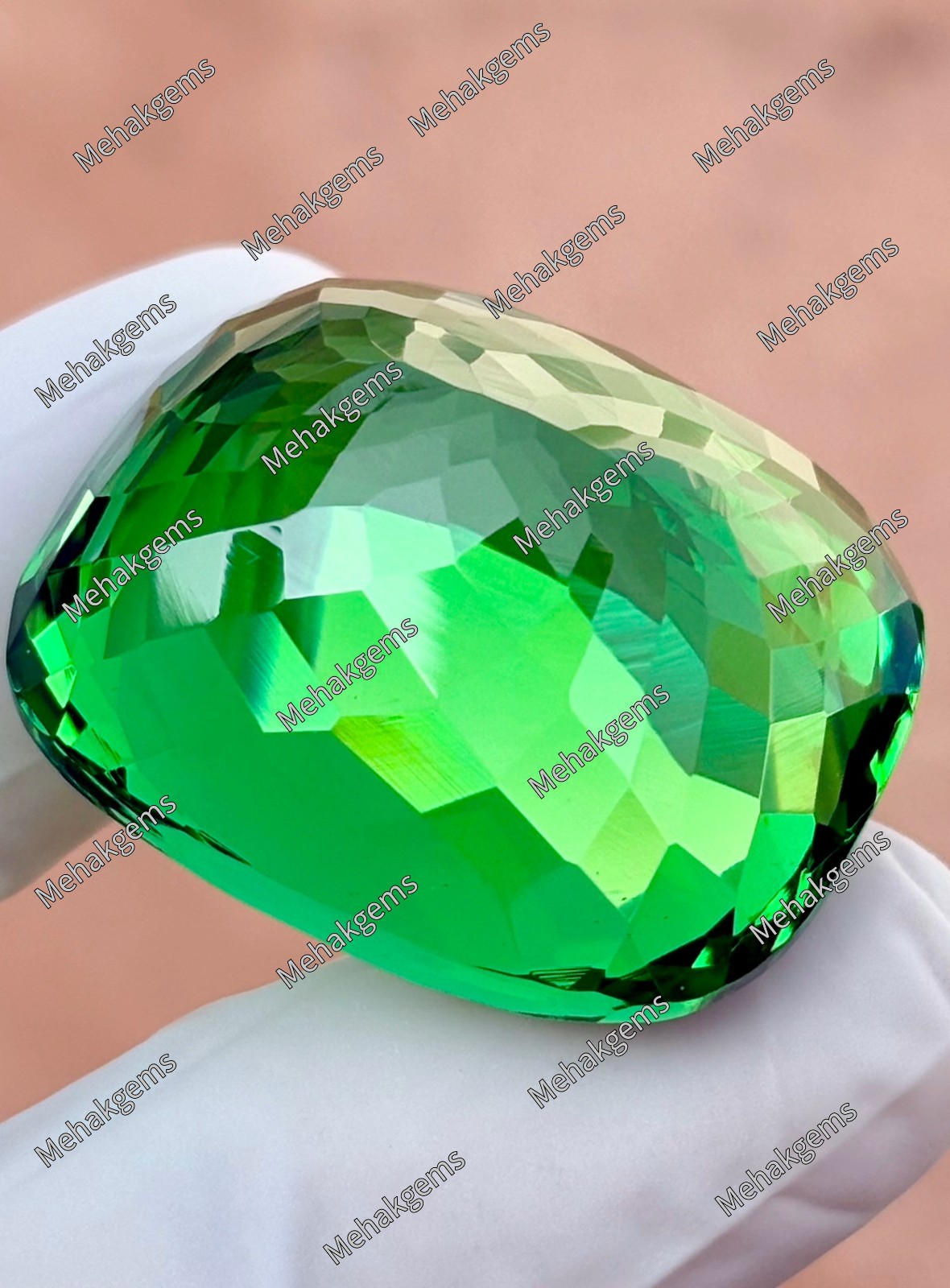 105 Ct Green Peridot Cushion Cut Gemstone, Rare Collector Size Statement Jewelry