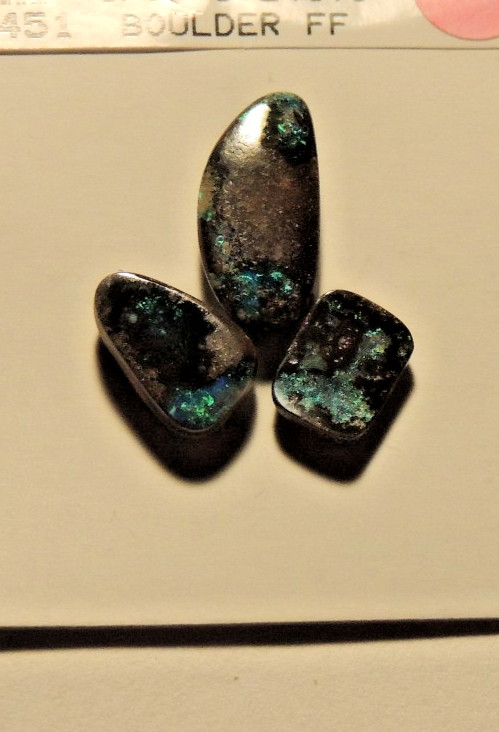 Boulder Opal 3 Free Froms 17×7, 9×7, 12x7mm 2.5 to 4mm dome 8.24cts (t-2)