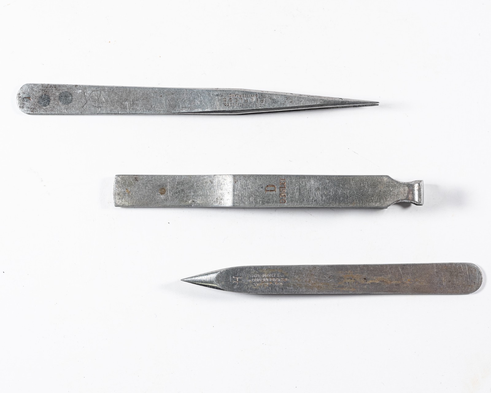 3 Vintage Tweezers from a Watchmakers Bench! G. Boley D Cutting Tweezers, Dumont