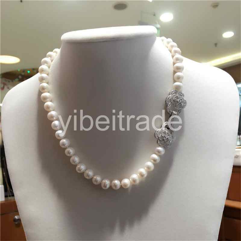 hot sell double use 9 -10 mm white freshwater pearl green jade beads necklace