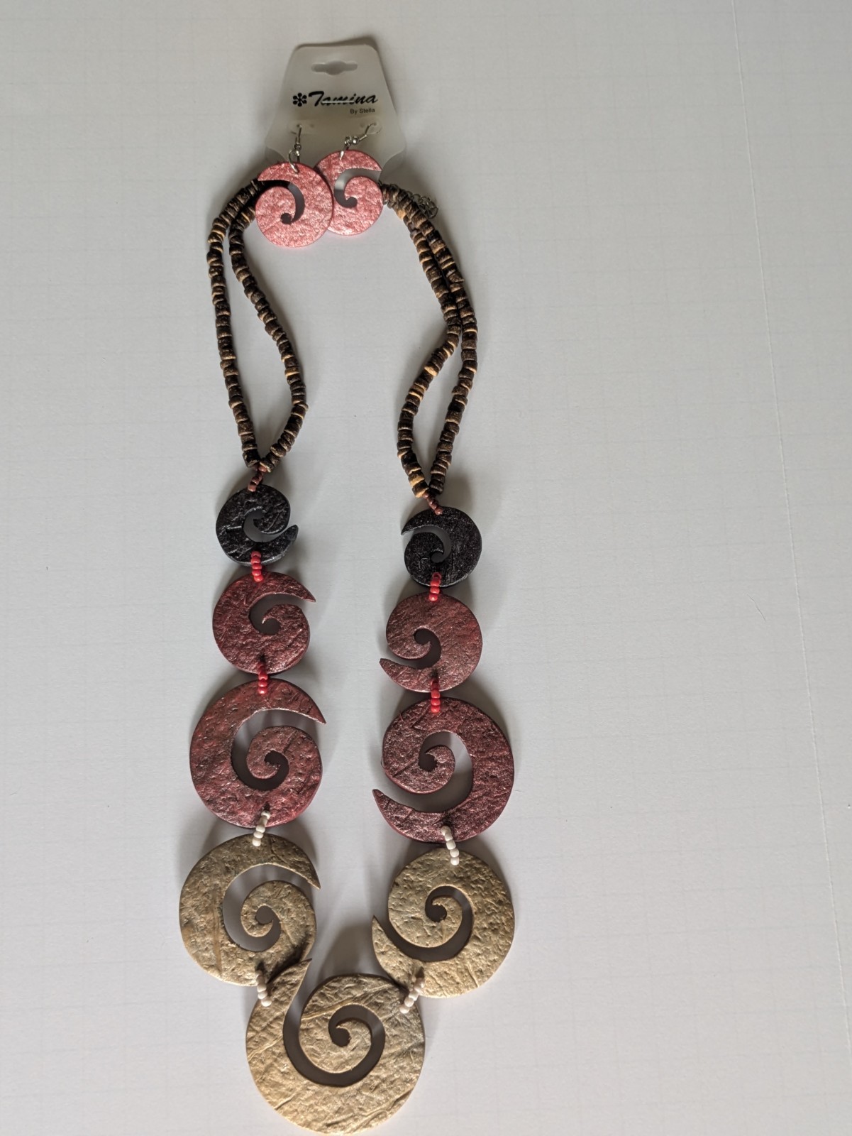 Tamina by Stella Handcrafted Spiral Pendant Necklace & Earring Set | Tribal Boho
