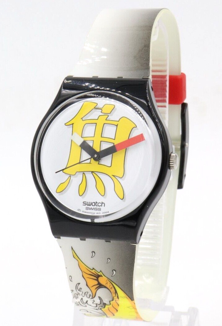 New Swiss Swatch Originals Prosperous Fish Silicone Watch 34mm GB226 $75