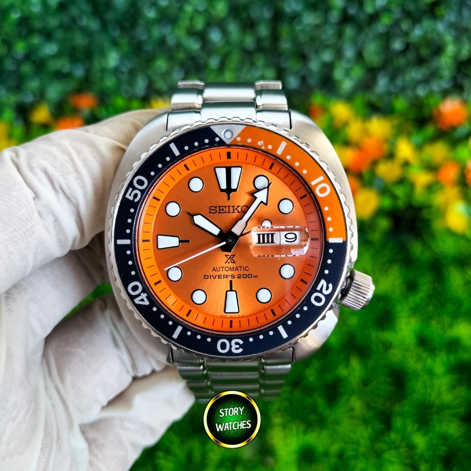 Rare SEIKO Asia Exclusive SRPC95 Turtle Orange Sunburst Prospex Diver Automatic