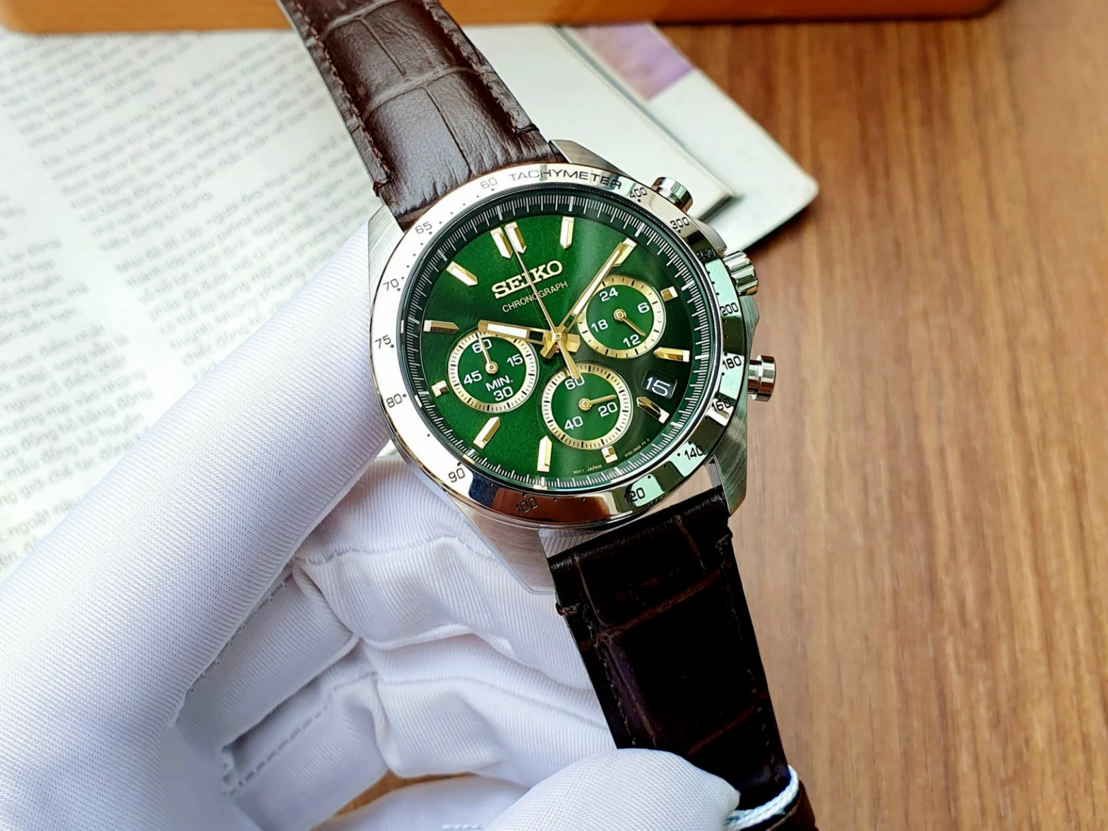 Seiko Spirit SBTR017 Chronograph Green Dial Stainless Steel Men’s Watch