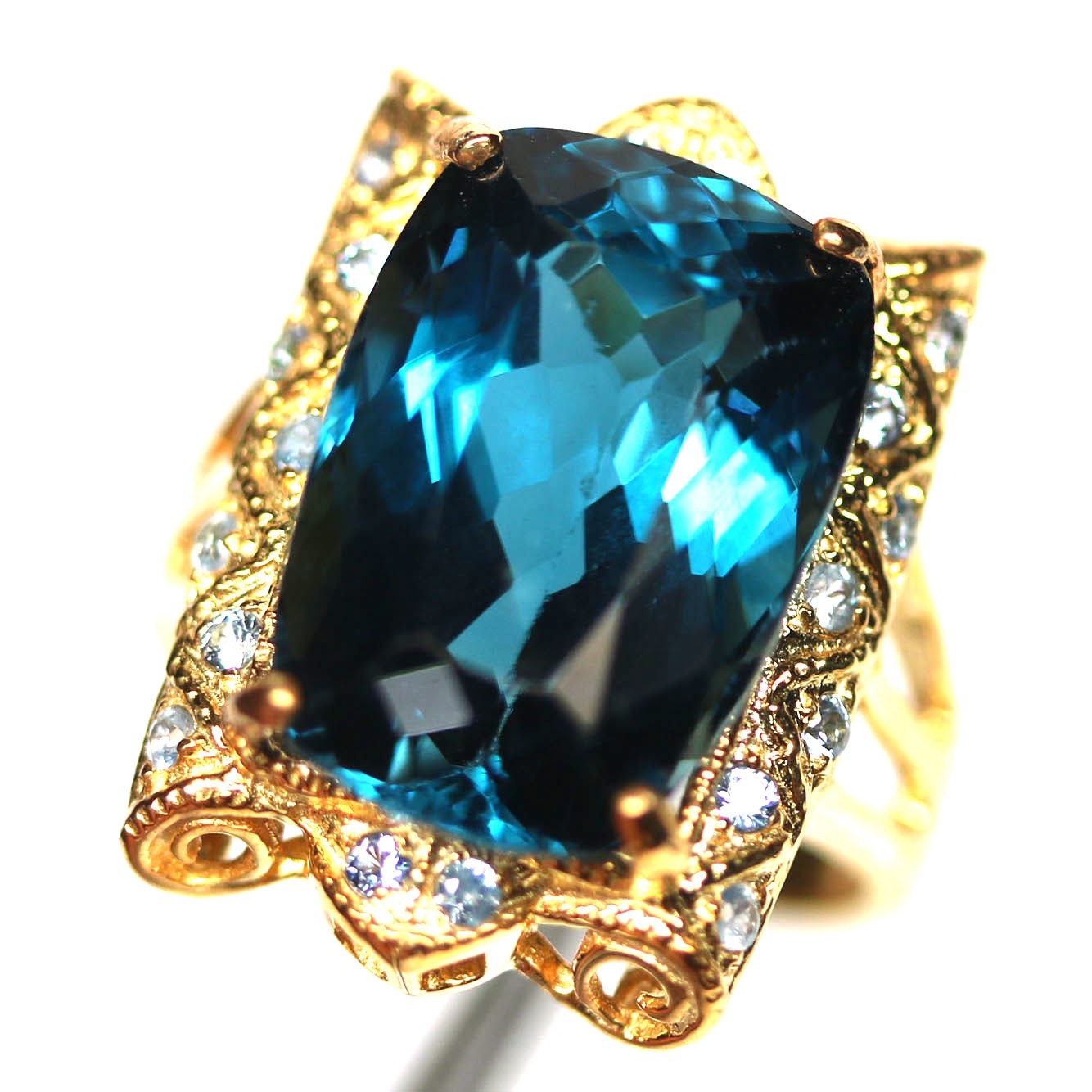 Handmade 925 Silver 11 x 17 mm. London Blue Topaz Sapphire Ring Size 5.75
