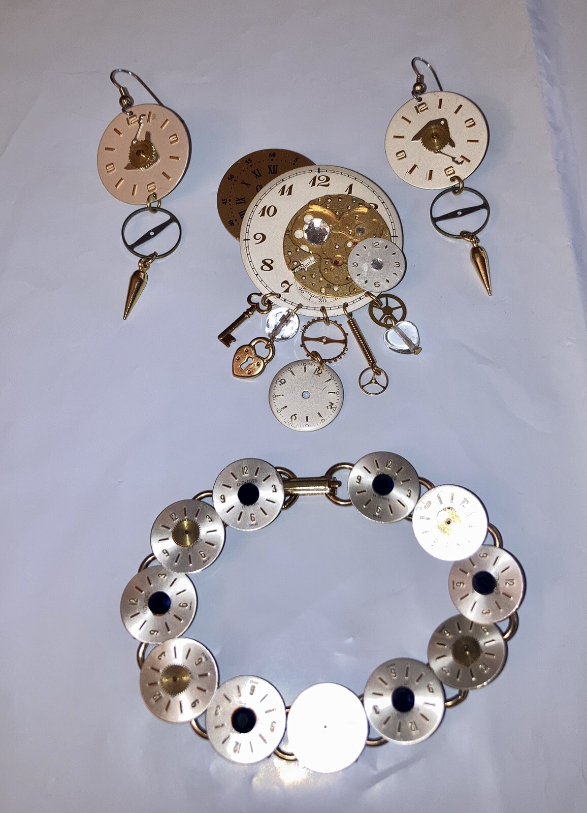 Vintage Steampunk Elgin/Duward Upcycled Watch Demi-Parure Set