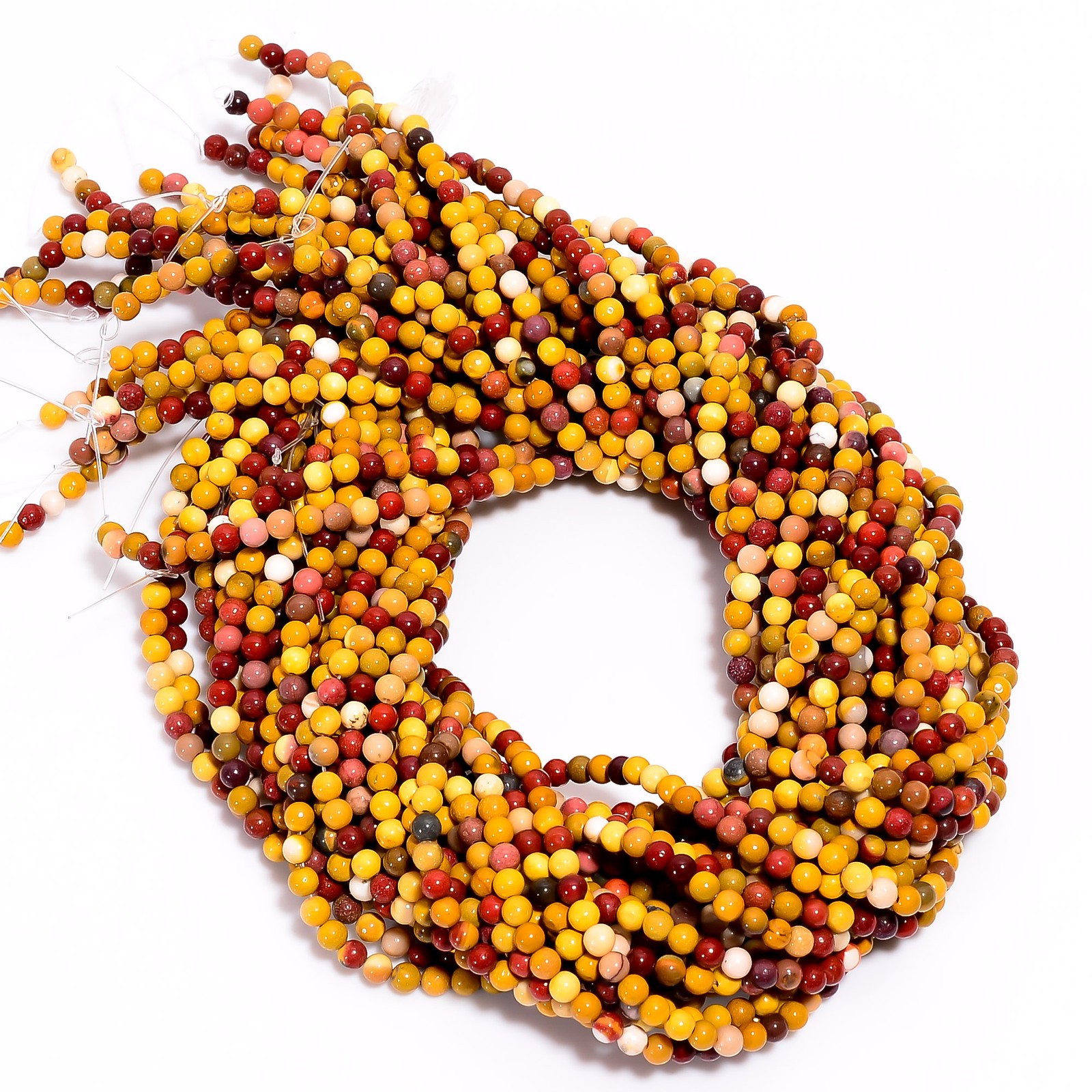 Natural Mookaite Gemstone Round Shape Smooth Beads 4X4.5 mm Strand 15″ AB608