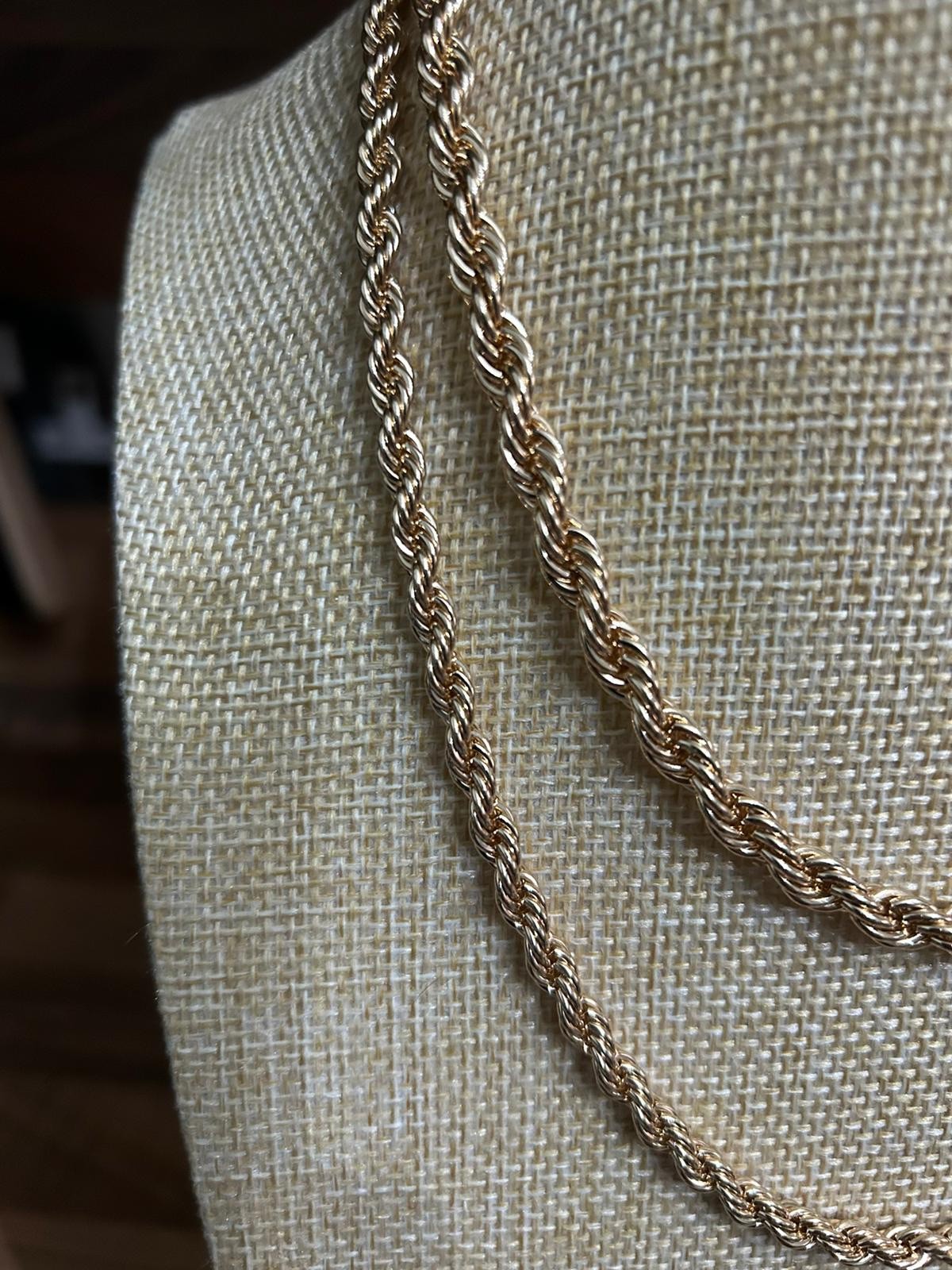 2 x Gold tone rope chain necklace New 7.5 & 9 inches each. 3 inche extension