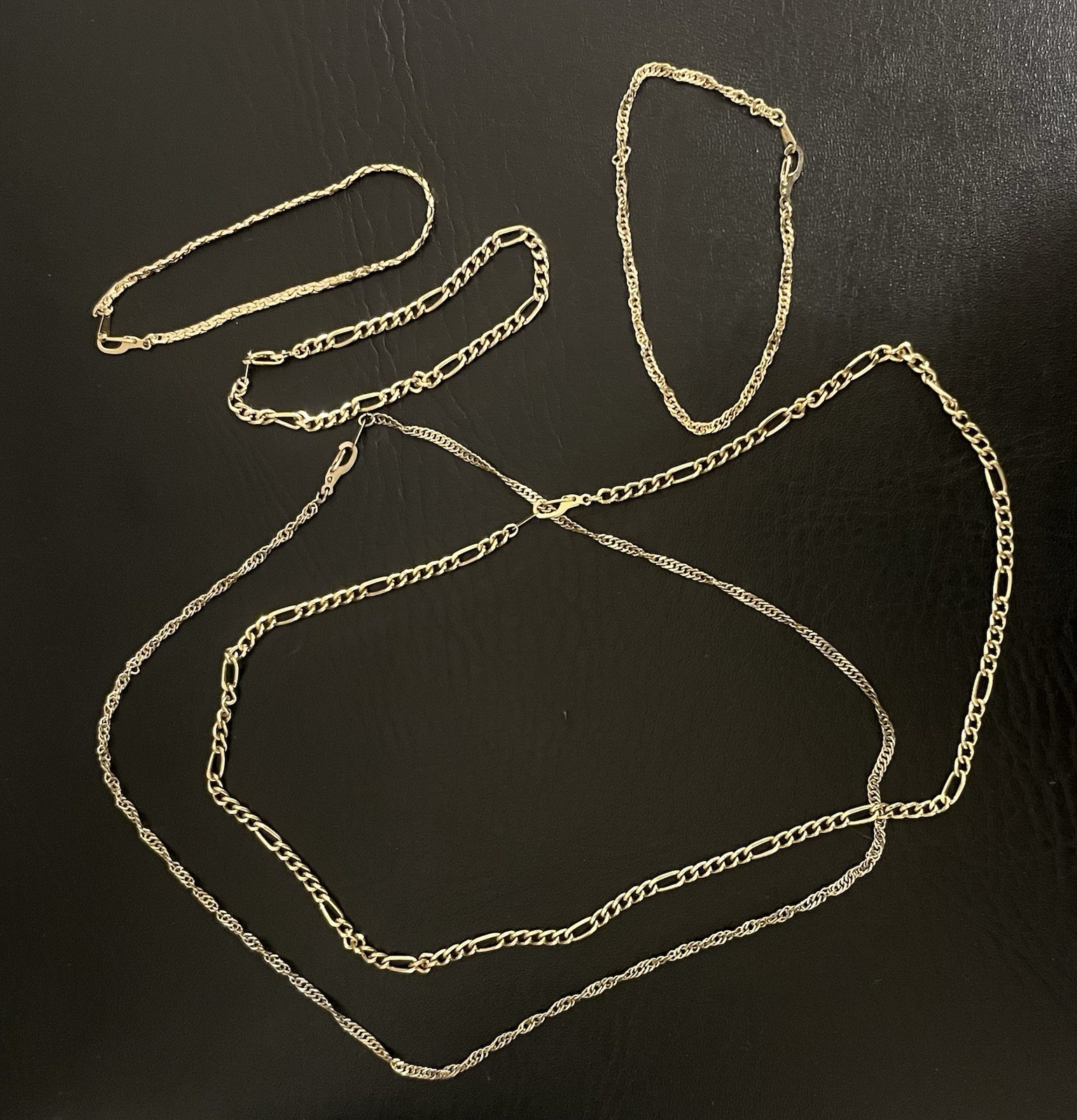 14KT GP Jewelry (2 Necklaces & 3 Bracelets) Wearable – .77 oz / 23.8 Grams