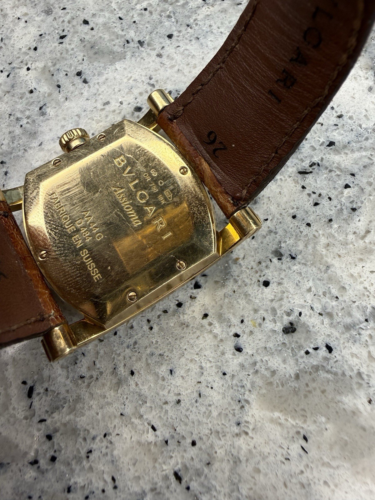 BVLGARI Assioma Automatic Date 32mm Yellow Gold Brown Leather man’s watch