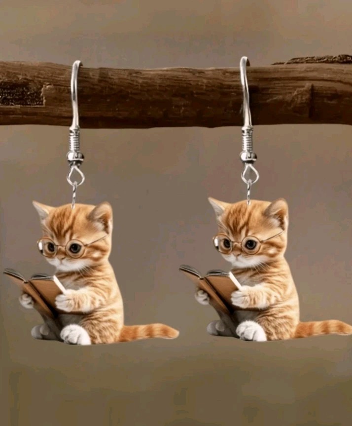 New Cat Shape Acrylic Dangle Drop Earrings French Wire Multicolor No Stone